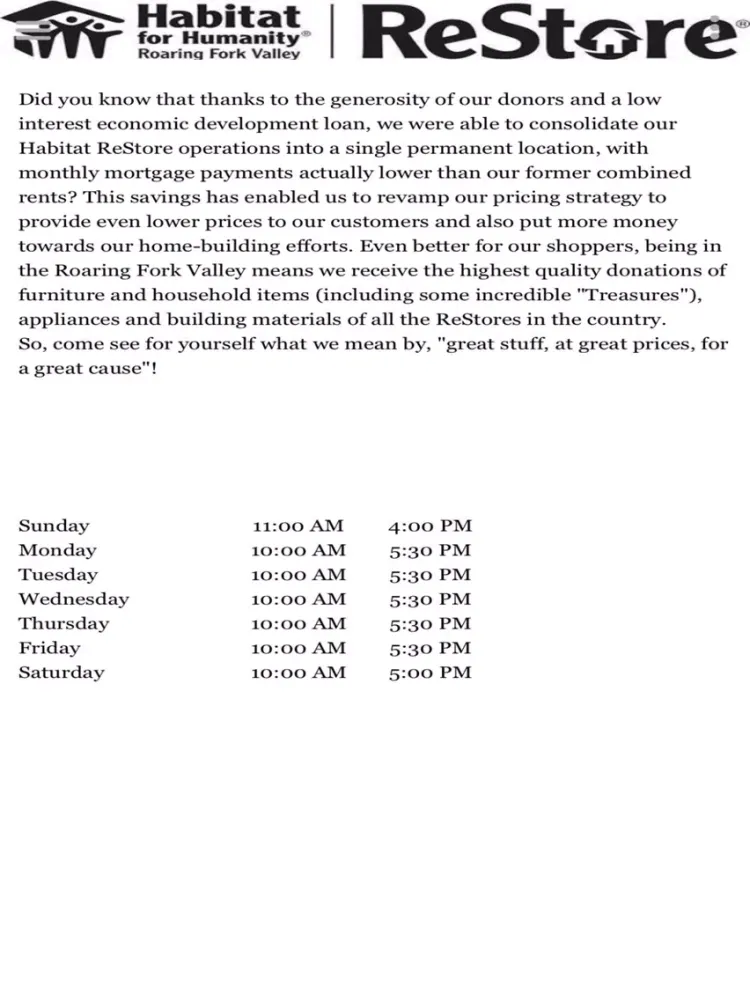 Roaring Fork Valley ReStore iPad  Screenshots